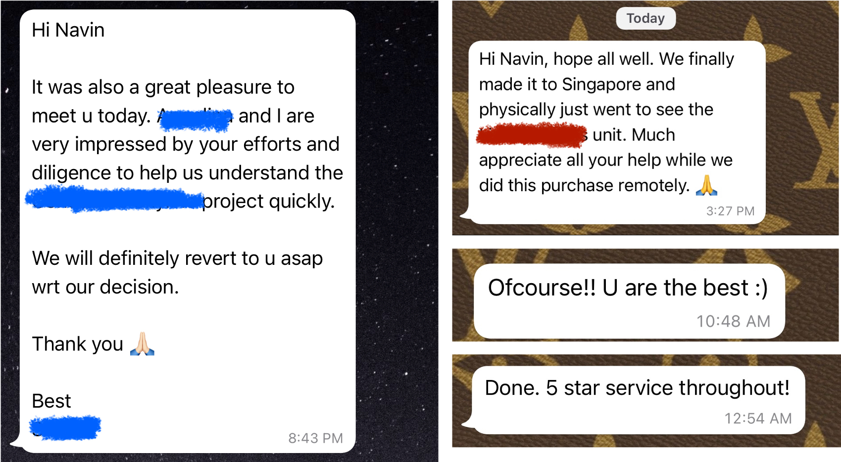 Reviews & Commendations from Multiple Ultra High Net Worth Clients